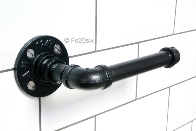 Fe20six Black Industrial Urban pipe pipework toilet roll holder