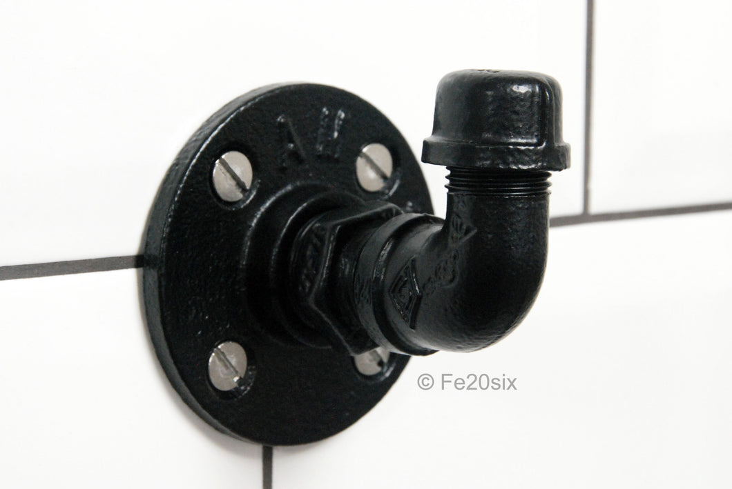 Fe20six black pipe industrial coat hook