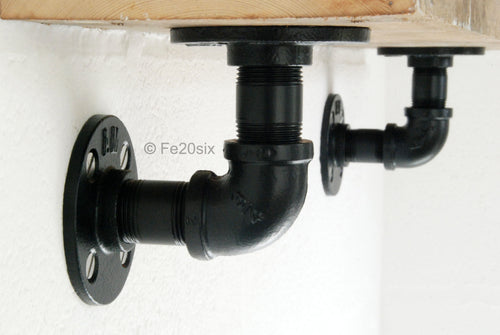 Fe20six black pipework shelving bracket