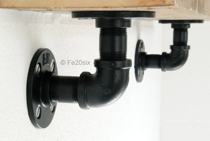 Fe20six black pipework shelving bracket
