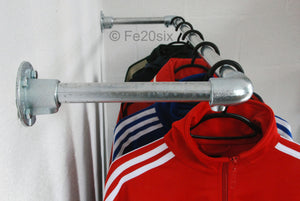 Fe20six galvanized pipe industrial clothes rail silver