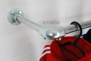 Fe20six galvanized pipe industrial clothes rail silver
