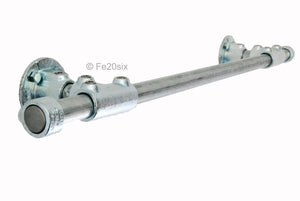 The Pyper by Fe20six. An urban industrial curtain pole in silver galvanized metal finish.