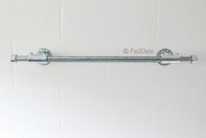 The Pyper by Fe20six. An urban industrial curtain pole in silver galvanized metal finish.