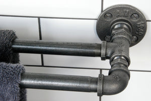 Fe20six industrial double towel rail with red hook