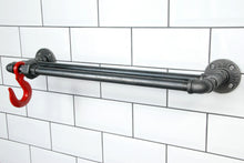 Load image into Gallery viewer, Fe20six industrial double towel rail with red hook