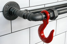 Load image into Gallery viewer, Fe20six industrial double towel rail with red hook