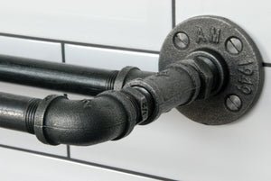 Fe20six industrial double towel rail with red hook