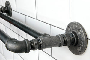 Fe20six industrial double towel rail with red hook