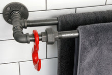 Load image into Gallery viewer, Fe20six industrial double towel rail with red hook