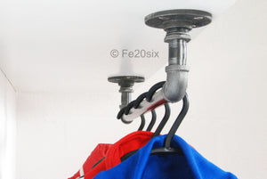 Fe20six industrial pipe clothes rail ceiling mounted