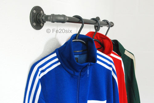 Fe20six industrial pipe clothes rail wall mounted