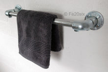 Load image into Gallery viewer, Fe20six industrial pipe galvanized silver towel rail