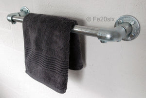 Fe20six industrial pipe galvanized silver towel rail