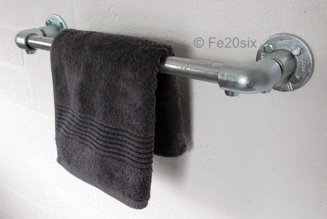 Fe20six industrial pipe galvanized silver towel rail