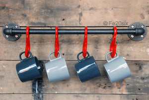 Fe20six kitchen bar mug utensil rack red hooks