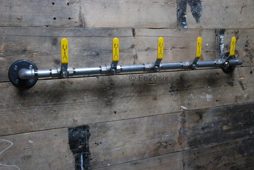 Fe20six pipe lever pipework coat rack hook rail