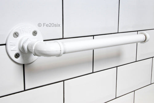 Fe20six white industrial pipework kitchen roll holder