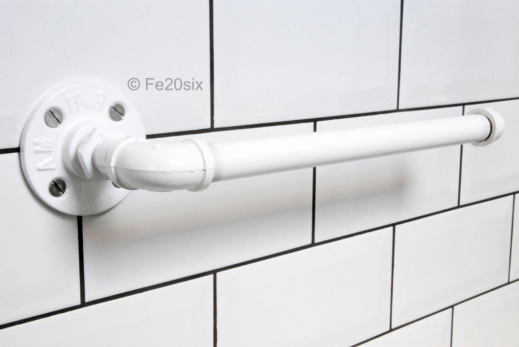 Fe20six white industrial pipework kitchen roll holder